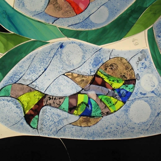 Happy fish, executed in glass fusion