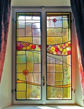 Fused glass window