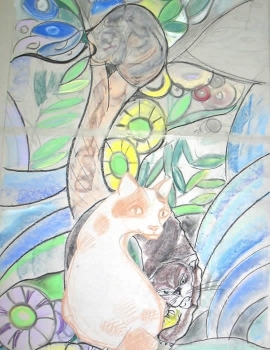Cats and Flower, Door