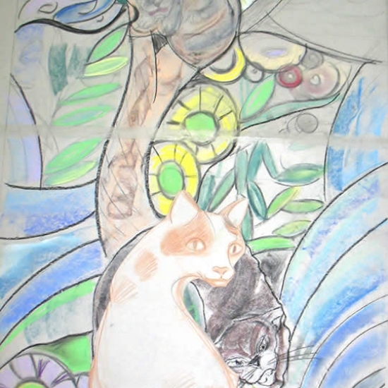 Cats and Flower, Door