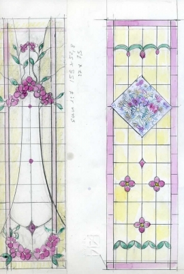 Bozzetto, finestra con fiori