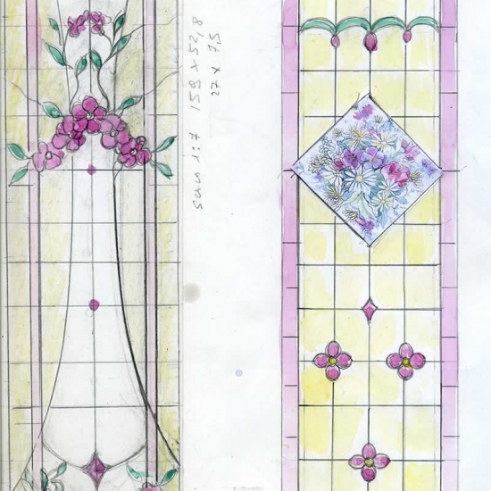 Sketches, window with flower